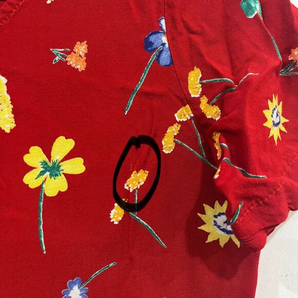 Vintage Red Floral Dressing Clio Dress Petite Medium Pockets Cottage Kidcore - Picture 8 of 9